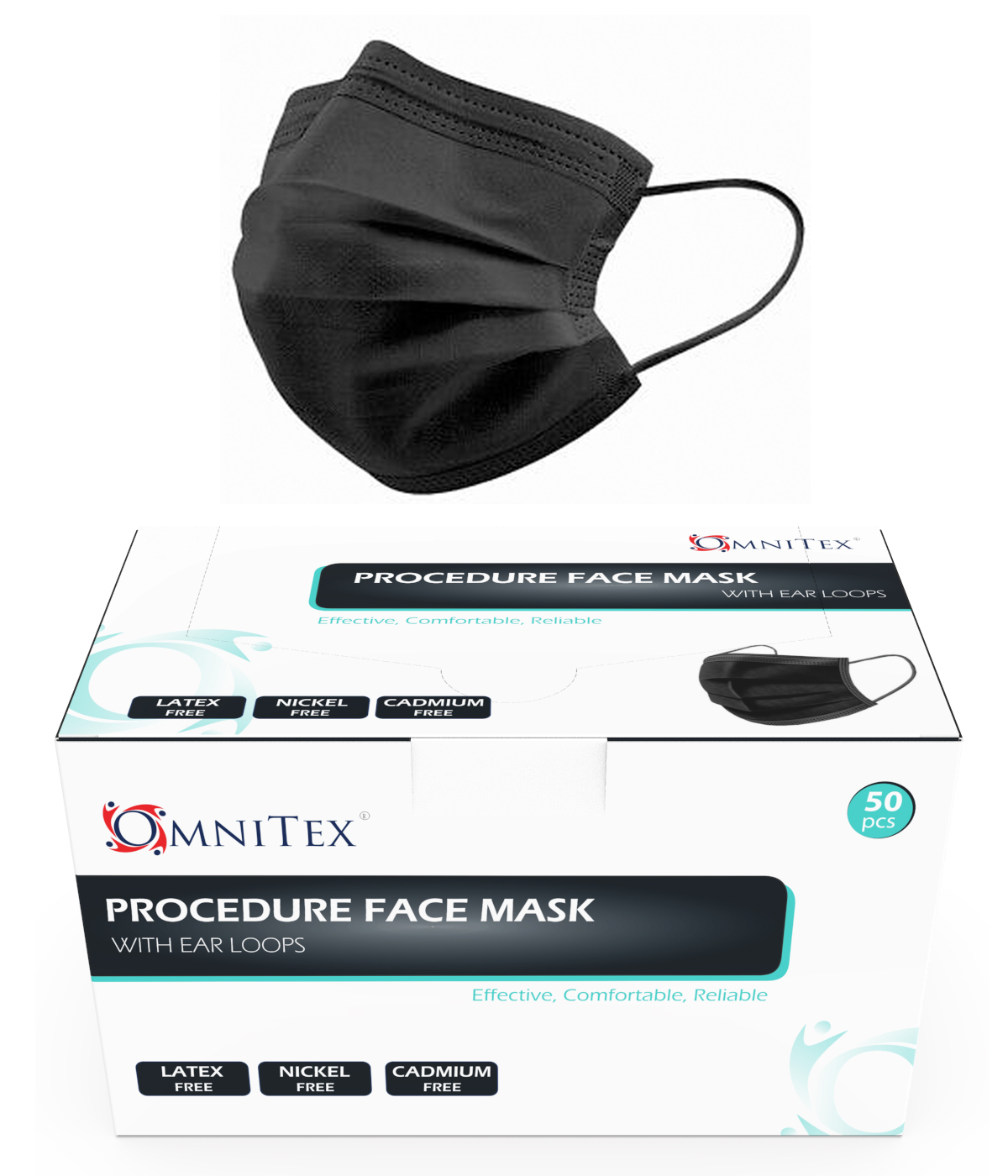 OX-BLK-amz1 Caja 50 Mascarillas Negras - Tipo IIR Grado Medico
